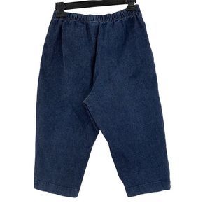 VTG Womens 0355 White Iris Hawaii USA Size M/L Petite Capri Jeans Elastic Waist